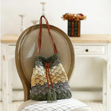 Bohemian Straw Bags for Women Wavy Stripes Beach Handbags