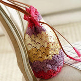 Bohemian Straw Bags for Women Wavy Stripes Beach Handbags