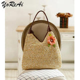 Retro Casual Women's Totes Shoulder Bag Straw Handbags 2021
