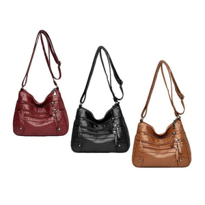 Women Leather Shoulder Bag Big Capacity Layer Shopping Bag