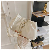 Retro Metal Chain Fold Shoulder Bag for Women