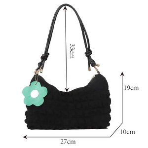 Women Cloud Bubs Shoulder Bag Soft Cloth Fabric