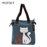 Canvas Cat Print Shoulder Bag Vintage Casual Underarm Bag Women