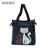 Canvas Cat Print Shoulder Bag Vintage Casual Underarm Bag Women
