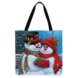 Christmas Cat Dog Cartoon Printed Shoulder Shopping Bag