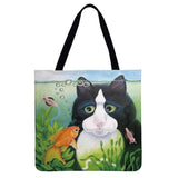 Christmas Cat Dog Cartoon Printed Shoulder Shopping Bag