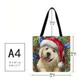 Christmas Cat Dog Cartoon Printed Shoulder Shopping Bag