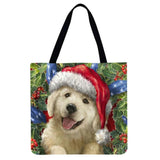 Christmas Cat Dog Cartoon Printed Shoulder Shopping Bag