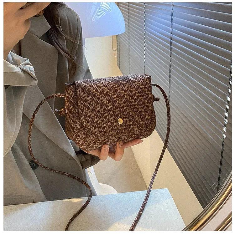 PU Small Crossbody Bags Women Mini Retro Patchwork Shoulder Messenger Bag
