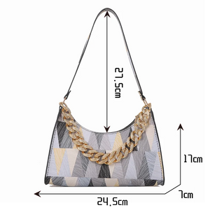 Geometry PU Leather Shoulder Underarm Bag Vintage Ladies Small Purse