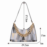 Geometry PU Leather Shoulder Underarm Bag Vintage Ladies Small Purse