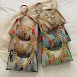 Geometry PU Leather Shoulder Underarm Bag Vintage Ladies Small Purse