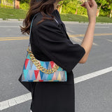 Geometry PU Leather Shoulder Underarm Bag Vintage Ladies Small Purse