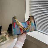 Geometry PU Leather Shoulder Underarm Bag Vintage Ladies Small Purse