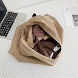 Vintage Suede Women Handbag Large Capacity Solid Underarm Shopper Tote Bag