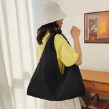 Vintage Suede Women Handbag Large Capacity Solid Underarm Shopper Tote Bag
