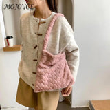 Vintage Soft Plush Heart Pattern Handbag Large Capacity Shoulder Bag