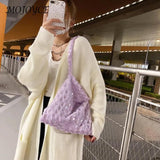 Vintage Soft Plush Heart Pattern Handbag Large Capacity Shoulder Bag