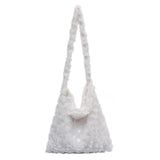 Vintage Soft Plush Heart Pattern Handbag Large Capacity Shoulder Bag