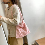 Vintage Soft Plush Heart Pattern Handbag Large Capacity Shoulder Bag