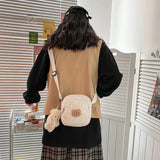 Autumn Winter Bear Messenger Bag Plush Phone Bag Small Shoulder Bag