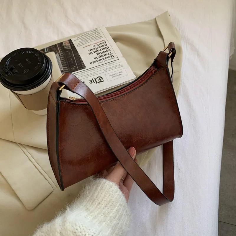 Retro Women's Shoulder Bag Tote Solid Underarm Messenger Handbag