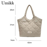 Rhombic Lattice Women Handbag Quilted Large Capacity Soft Casual Vintage