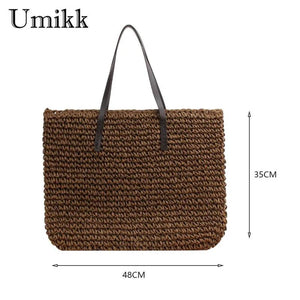 Straw Beach Bag Rattan Woven Shoulder Bag Vintage Handbag Bag