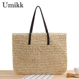 Straw Beach Bag Rattan Woven Shoulder Bag Vintage Handbag Bag