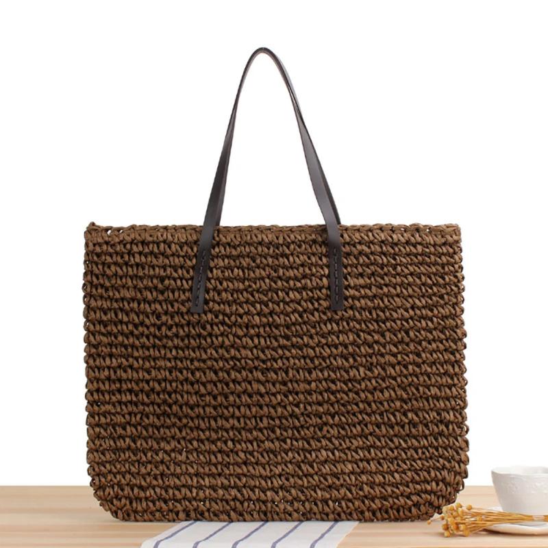 Straw Beach Bag Rattan Woven Shoulder Bag Vintage Handbag Bag