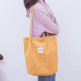 Corduroy Shopping Bag Eco Tote Canvas Shoulder Handbag