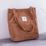 Corduroy Shopping Bag Eco Tote Canvas Shoulder Handbag