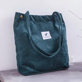 Corduroy Shopping Bag Eco Tote Canvas Shoulder Handbag