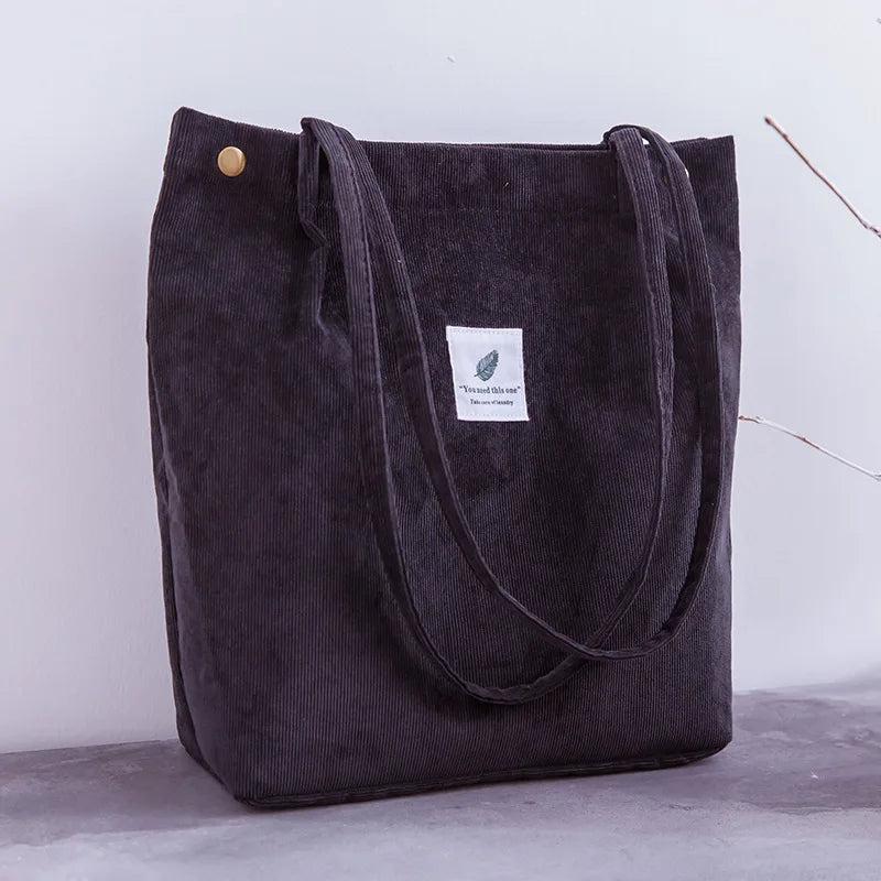 Corduroy Shopping Bag Eco Tote Canvas Shoulder Handbag