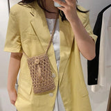 Vintage Straw Tassel Mini Crossbody Bag - Beach Mobile Phone Bag