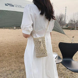 Vintage Straw Tassel Mini Crossbody Bag - Beach Mobile Phone Bag