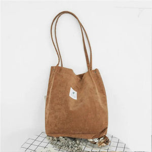 Corduroy Canvas Shoulder Bag Eco-Friendly Storage Handbag