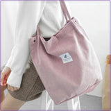 Corduroy Canvas Shoulder Bag Eco-Friendly Storage Handbag