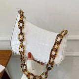 Crocodile Pattern Zipper Handbags Embossed Lacquer Shoulder Bag for Women