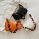 Crocodile Pattern Zipper Handbags Embossed Lacquer Shoulder Bag for Women