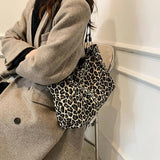 Leopard Shoulder Bags Large Capacity Tote Canvas Shopping Travel Bags