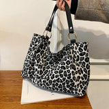 Leopard Shoulder Bags Tote Bags Canvas Shopping Travel Bags