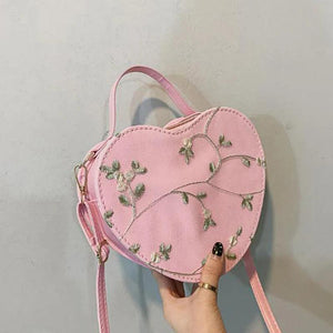 Heart-shaped Messenger Bag for Women Zipper Style Shoulder Handbag