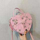 Heart-shaped Messenger Bag for Women Zipper Style Shoulder Handbag