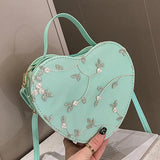 Heart-shaped Messenger Bag for Women Zipper Style Shoulder Handbag