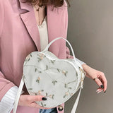 Heart-shaped Messenger Bag for Women Zipper Style Shoulder Handbag