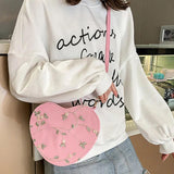 Heart-shaped Messenger Bag for Women Zipper Style Shoulder Handbag