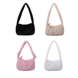 Vintage Plush Handbag Women Underarm Purse Top-handle Bag