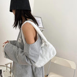 Vintage Plush Handbag Women Underarm Purse Top-handle Bag