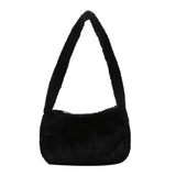 Vintage Plush Handbag Women Underarm Purse Top-handle Bag